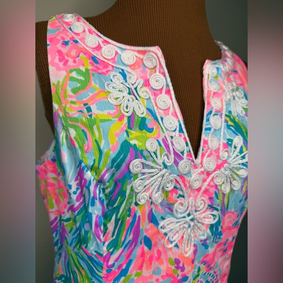Lilly Pulitzer Gabby Fan Sea Pants Multi Corded Lace Detail Shift Dress Size 6 - Picture 2 of 11